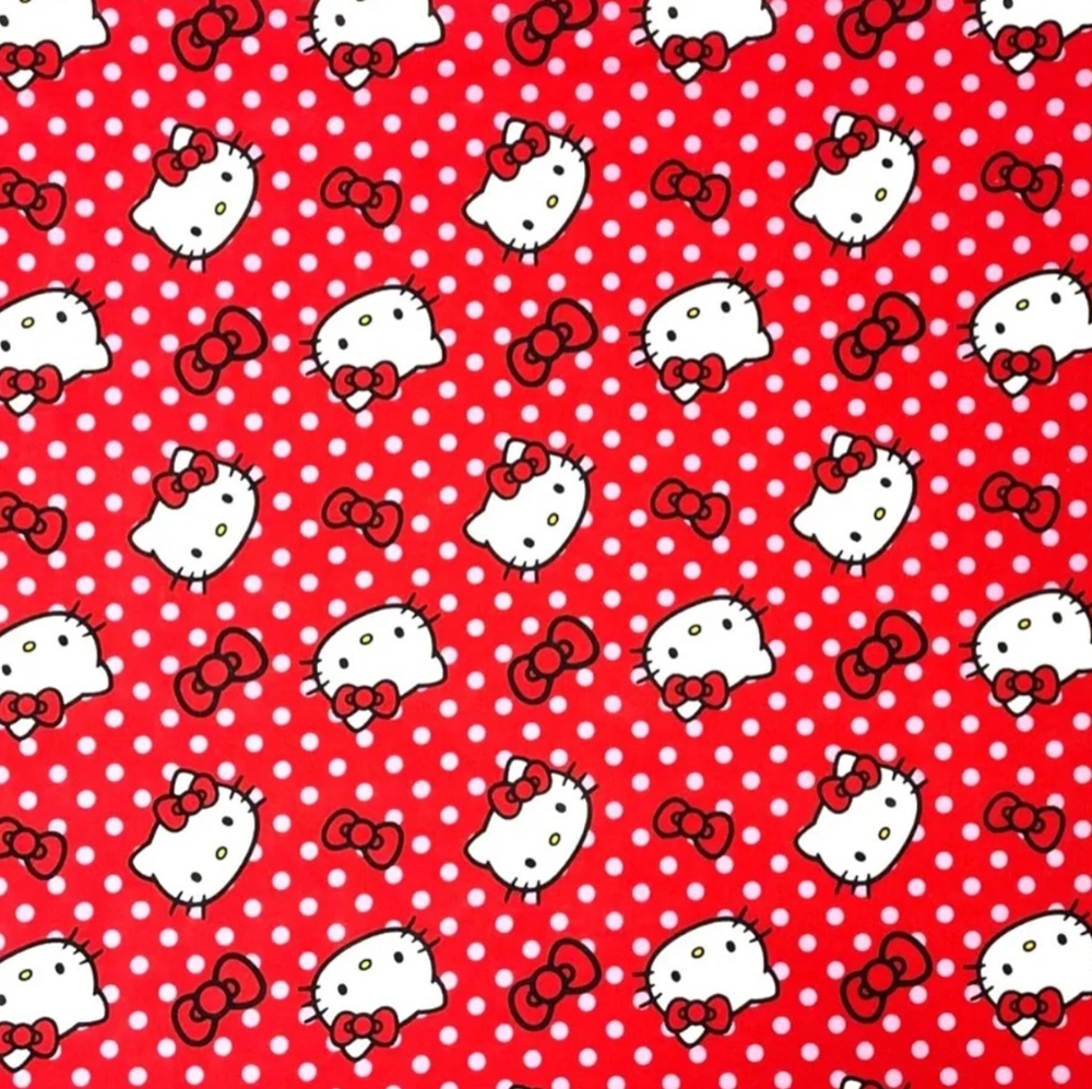 2 YDS Hello Kitty Polka Dot Cotton Fabric by Springs Creative
